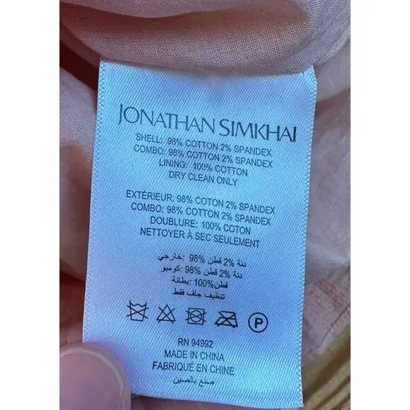 NWT Jonathan Simkhai Wilder Gauzy Cotton Midi Dress Size 2 Women’s Mauve - Picture 5 of 8